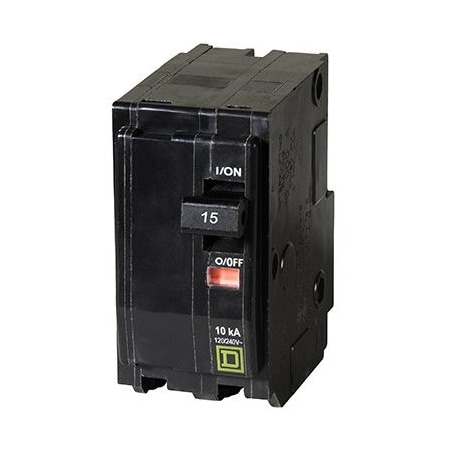 Square D Miniature Circuit Breaker, QO Series, 15A, 2 Pole, 120/240V AC, 10kA at 120/240V AC QO215CP